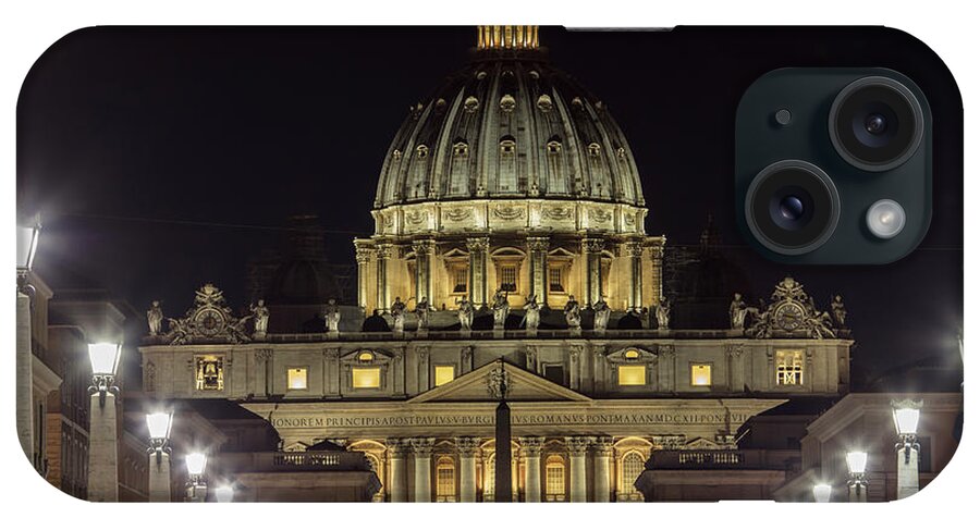Basilica iPhone Case featuring the photograph Vatican at Night with Lights by John McGraw