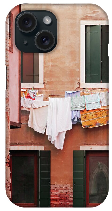 Venice iPhone Case featuring the photograph Venetian Laundry in Peach and Pink by Brooke T Ryan
