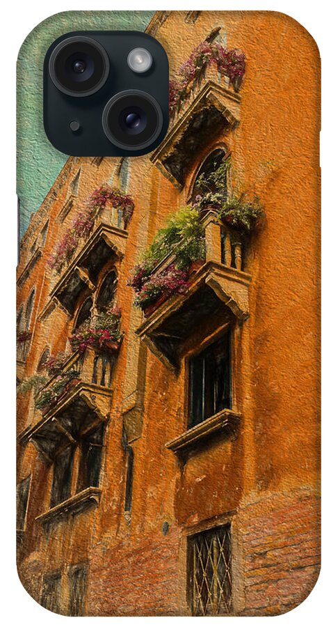 Venice iPhone Case featuring the photograph Venice Canal Windows Textured by Kathleen Scanlan