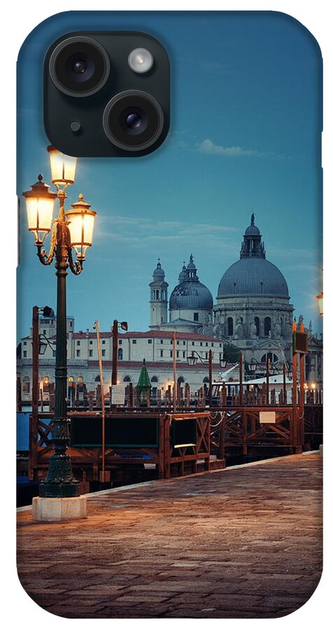 Santa Maria Della Salute iPhone Case featuring the photograph Venice street night by Songquan Deng