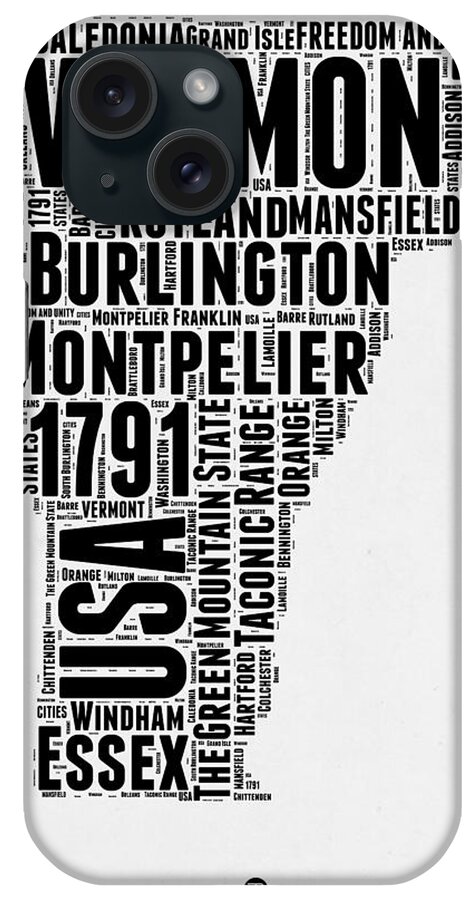 Vermont iPhone Case featuring the digital art Vermont Word Cloud 2 by Naxart Studio