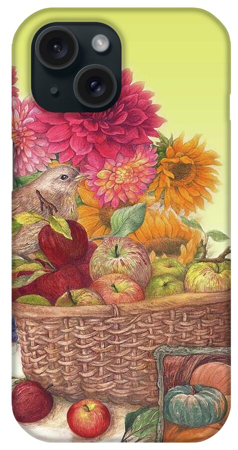 Fall Blooms iPhone Case featuring the painting Vibrant Fall Florals and Harvest by Judith Cheng