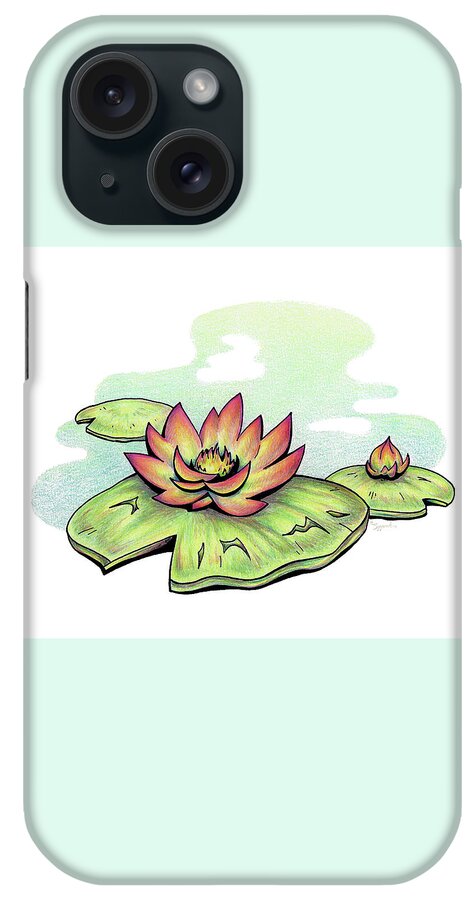 Nature iPhone Case featuring the drawing Vibrant Flower 2 Water Lily by Sipporah Art and Illustration