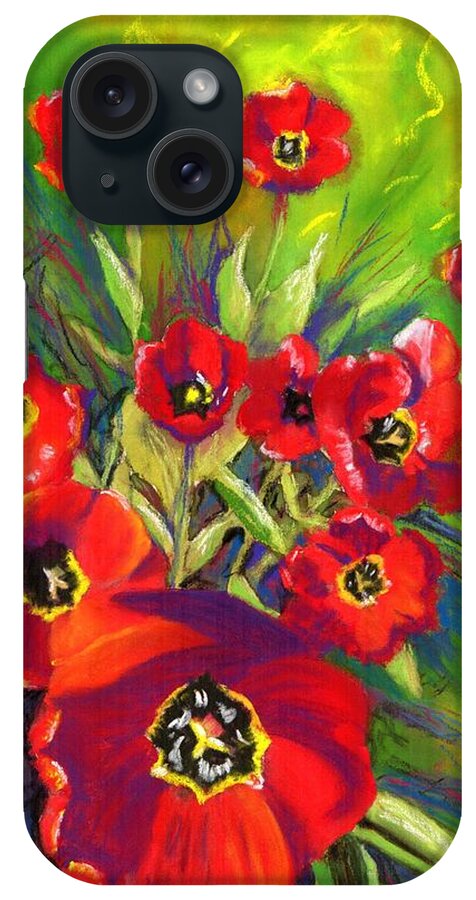 Pastel iPhone Case featuring the painting Vibrant Red Tulips by Tammy Crawford