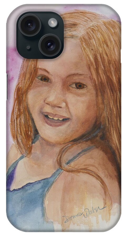 Girl. Portrait iPhone Case featuring the painting Victoria by Donna Walsh