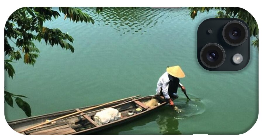  iPhone Case featuring the photograph Vietnam Early Morning Fishing 
hue 2015 by Paul Dal Sasso