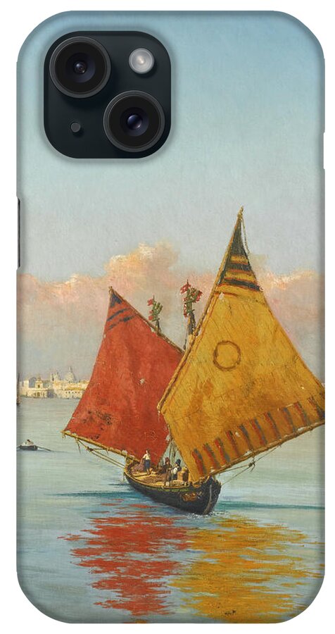 Achille Vertunni iPhone Case featuring the painting View Across the Lagoon. Venice by Achille Vertunni