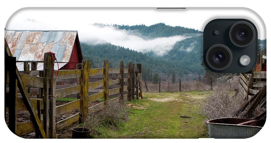 Hayfork iPhone Case featuring the photograph View From a Barn by Lorraine Devon Wilke