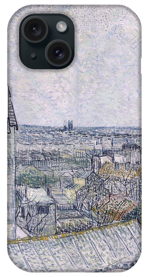 View iPhone Case featuring the painting View from Vincent's room in the Rue Lepic by Vincent van Gogh