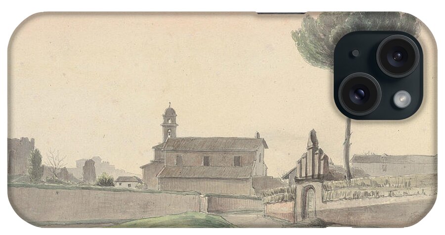 19th Century Art iPhone Case featuring the drawing View of the Church of San Pancrazio, Rome, from the South by Franz Ludwig Catel