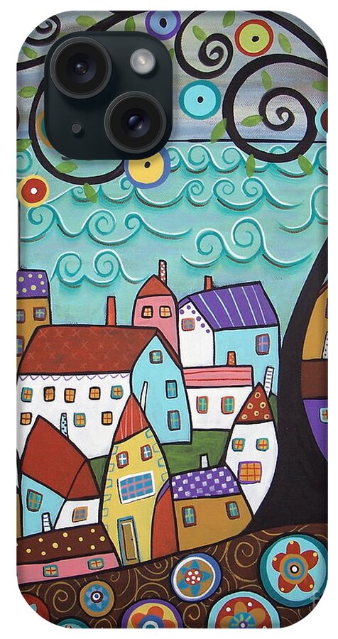 Seascape iPhone Case featuring the painting Village By The Sea by Karla Gerard