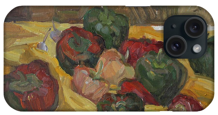 Still Life iPhone Case featuring the painting Village peppers by Juliya Zhukova