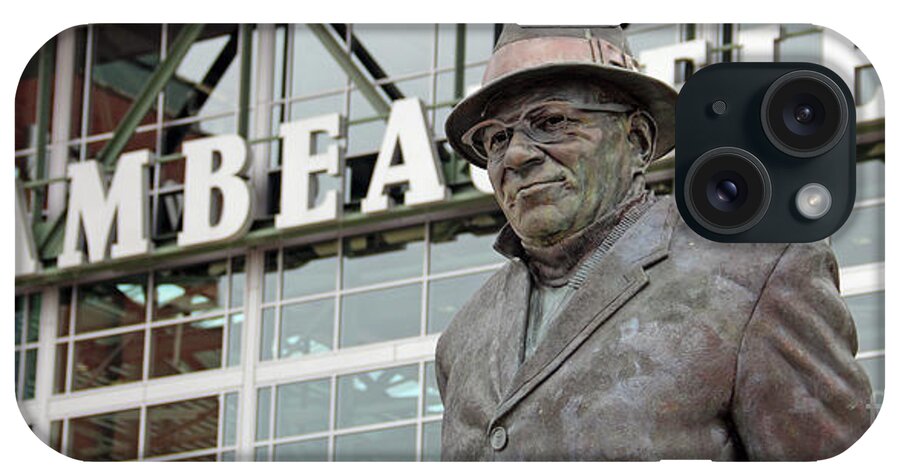 Vince Lombardi iPhone Case featuring the photograph Vince Lombardi Statue at Lambeau Field 4440 by Jack Schultz