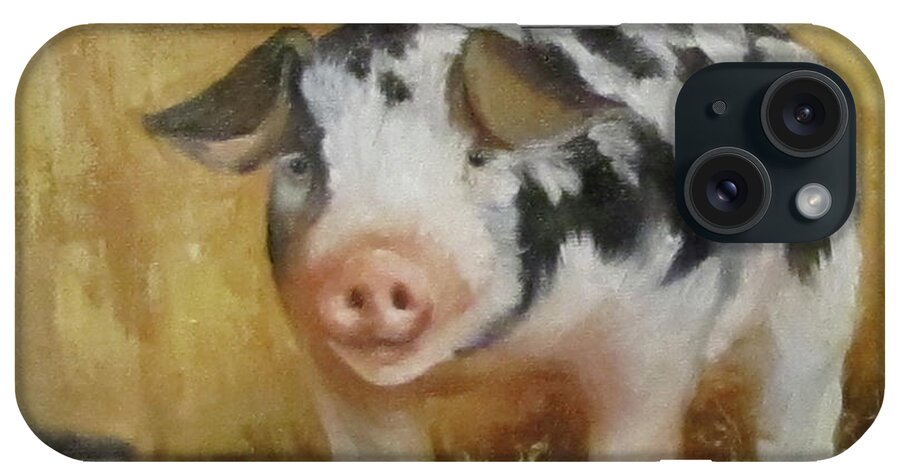 Animal Art iPhone Case featuring the painting Vindicator The Spotted Pig by Cheri Wollenberg