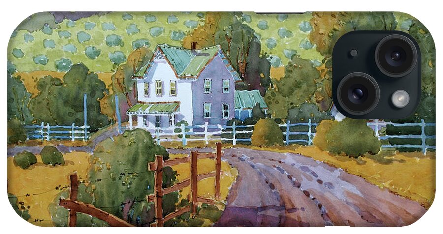 Landscape iPhone Case featuring the painting Vineyard Farm in Cambria by Joyce Hicks