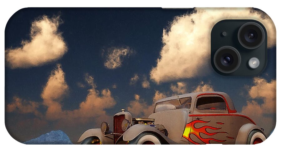 Hot Rod iPhone Case featuring the digital art Vintage American Hot Rod by Ken Morris