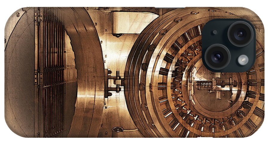 ‘bank Vaults & Locks’ Collection By Serge Averbukh iPhone Case featuring the digital art Vintage Bank Vault Door and Lock No. 1 by Serge Averbukh