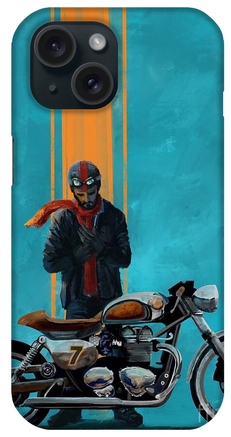 Cafe Racer iPhone Case featuring the painting Vintage Cafe racer by Sassan Filsoof