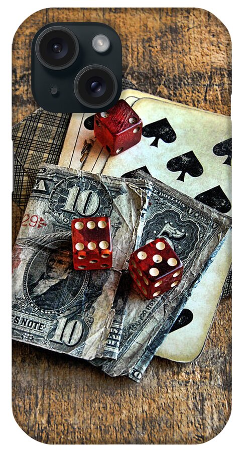 Cards iPhone Case featuring the photograph Vintage Cards Dice and Cash by Jill Battaglia
