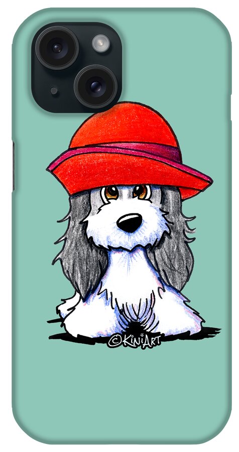 Shih Tzu iPhone Case featuring the drawing Vintage Glamour by Kim Niles aka KiniArt