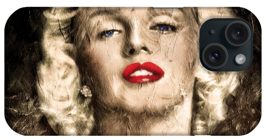 Vintage iPhone Case featuring the painting Vintage Grunge Goddess Marilyn Monroe by Georgiana Romanovna