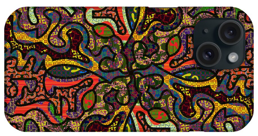 Mkatzbrandt Blockyartmatters Someharmoniesandtones Somesymmetry Mspaintabstract Abstractmspaint Decorativeabstract Abstractexpression Psychedeliabstract iPhone Case featuring the digital art Vintage Mkatz 13 by MKatz Brandt