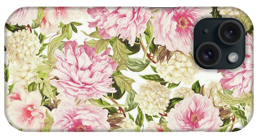 Watercolor iPhone Case featuring the photograph Vintage Peonies And Hydrangeas by Sylvia Cook