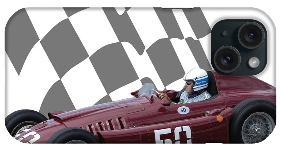 Racing Car iPhone Case featuring the photograph Vintage Racing Car and Flag 1 by John Colley
