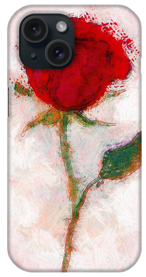 Rose iPhone Case featuring the painting Vintage Red Rose by Claire Bull
