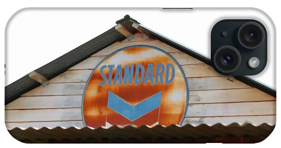 Standard Oil iPhone Case featuring the photograph Vintage Standard Oil Sign by Art Block Collections