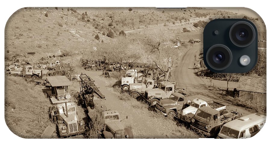 Vintage iPhone Case featuring the photograph Vintage Truck yard by Darrell Foster
