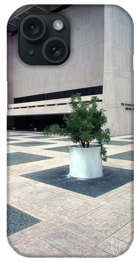 Vintage iPhone Case featuring the photograph Vintage view of the LBJ Lyndon Baines Johnson Library and Museum in Austin, Texas by Dan Herron