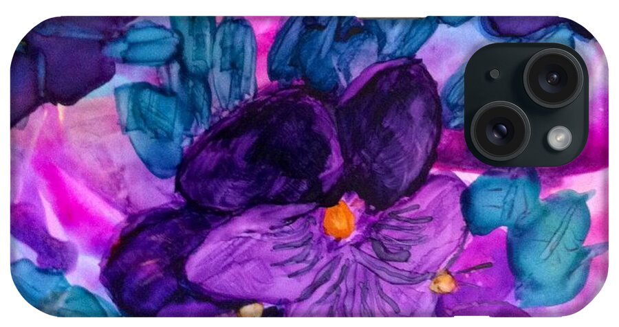 Flower iPhone Case featuring the painting Violet Fantasy by Eunice Warfel