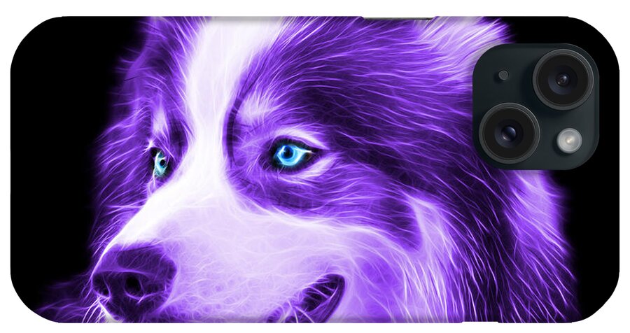 Siberian Husky iPhone Case featuring the painting Violet Modern Siberian Husky Dog Art - 6024 - BB by James Ahn