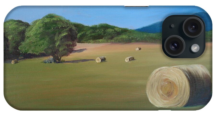 Hay iPhone Case featuring the painting Virginia Hay Bales by Donna Tuten