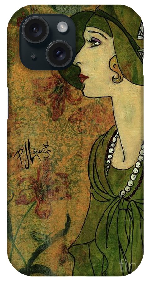 Flapper iPhone Case featuring the painting Vogue twenties by PJ Lewis