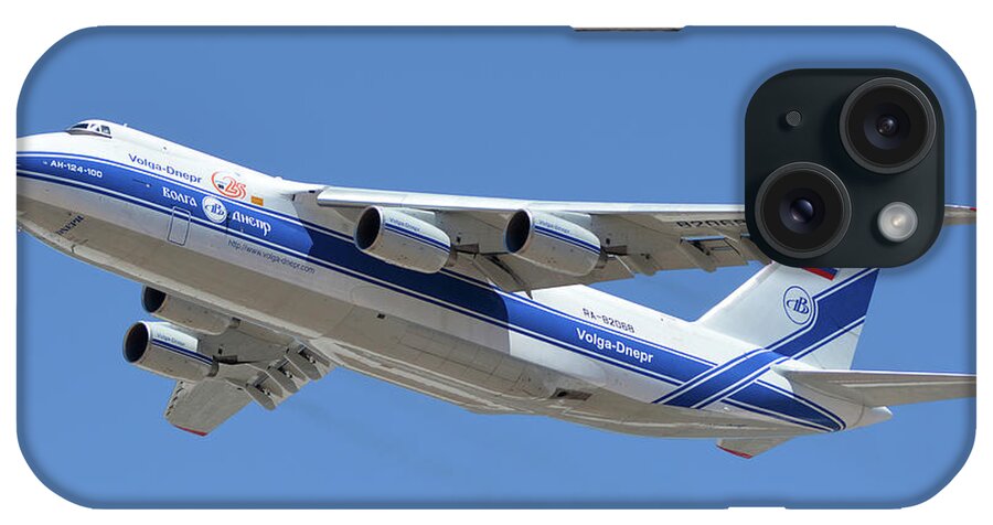Airplane iPhone Case featuring the photograph Volga-Dnepr An-124 RA-82068 Take-off Phoenix Sky Harbor June 15 2016 by Brian Lockett