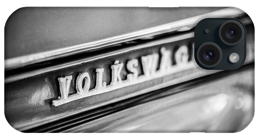 Volkswagen Vw Emblem iPhone Case featuring the photograph Volkswagen VW Emblem -0150bw by Jill Reger