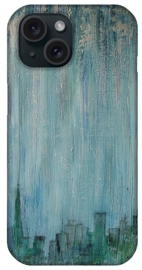 Abstract Painting iPhone Case featuring the painting W17 - rain heart by KUNST MIT HERZ Art with heart