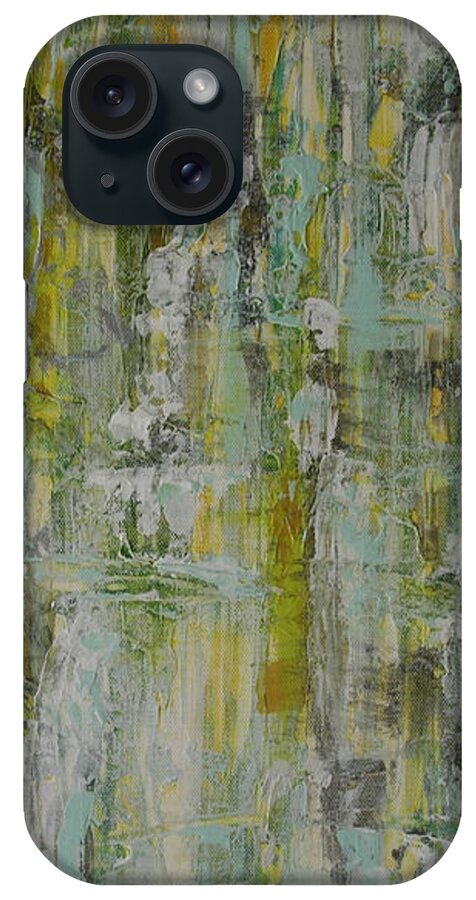 Abstract Painting iPhone Case featuring the painting W21 - twice I by KUNST MIT HERZ Art with heart
