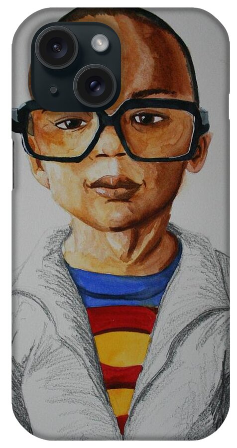 African American iPhone Case featuring the painting Waiting for Superman by Edmund Royster