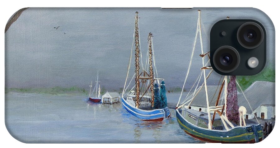 Harbor iPhone Case featuring the painting Waiting in Oriental Harbor NC by Deborah Naves