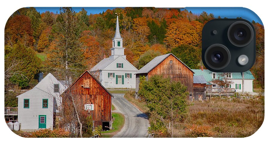 Waits River Vermont iPhone Case featuring the photograph Waits River church in autumn by Jeff Folger