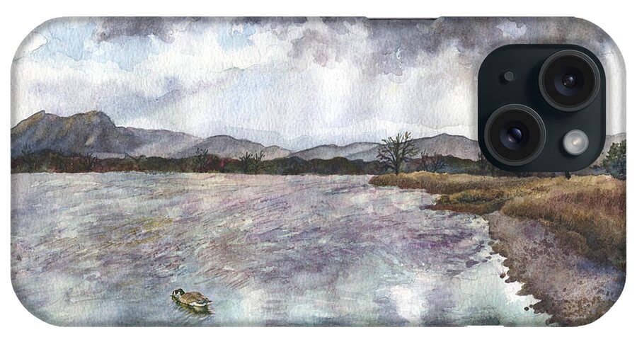 Rocky Mountain Painting iPhone Case featuring the painting Walden Ponds on an April Evening by Anne Gifford