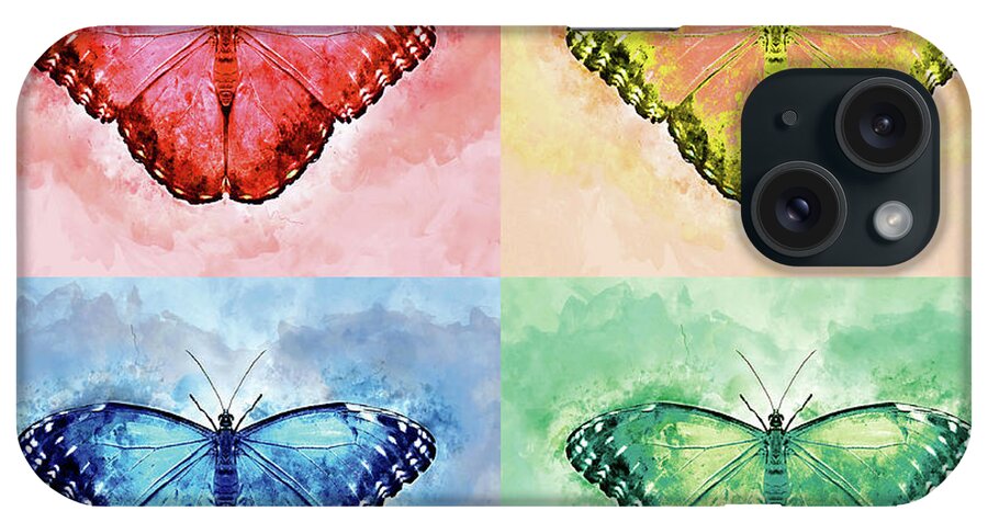 Butterflies iPhone Case featuring the mixed media Warhol Butterflies by Dave Lee