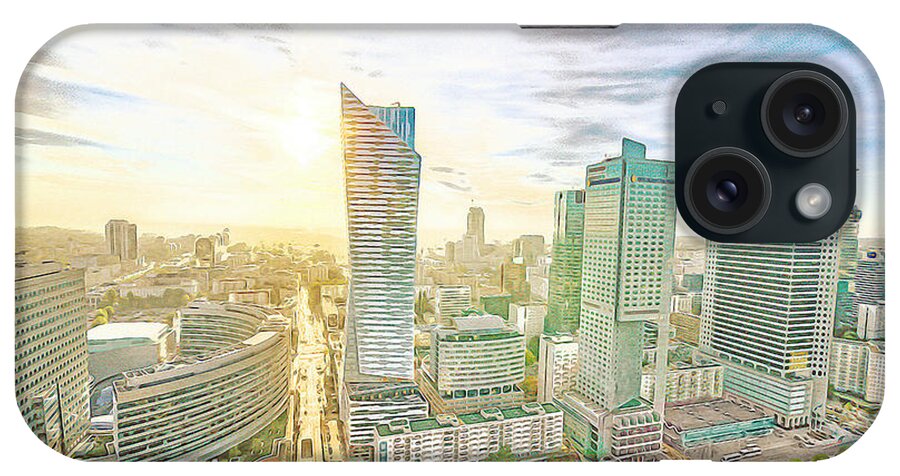 Warsaw iPhone Case featuring the digital art Warsaw Poland Skyline by Anthony Murphy