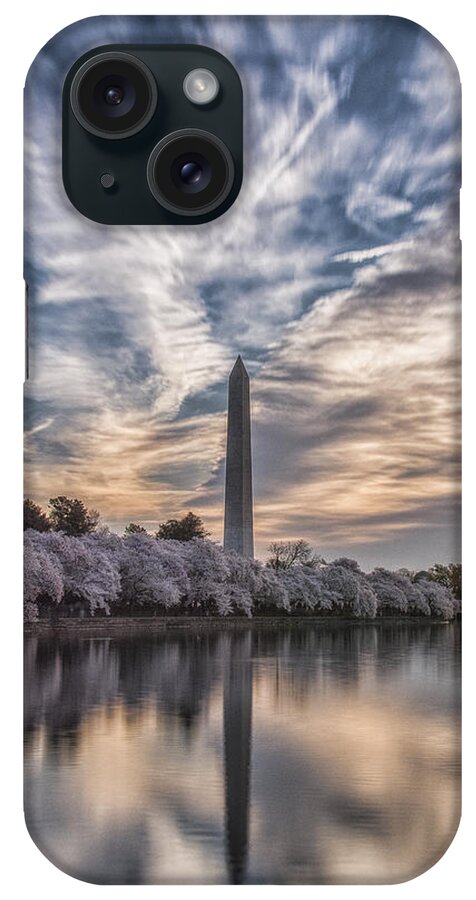 Washington Monument iPhone Case featuring the photograph Washington Blossom Sunrise by Erika Fawcett
