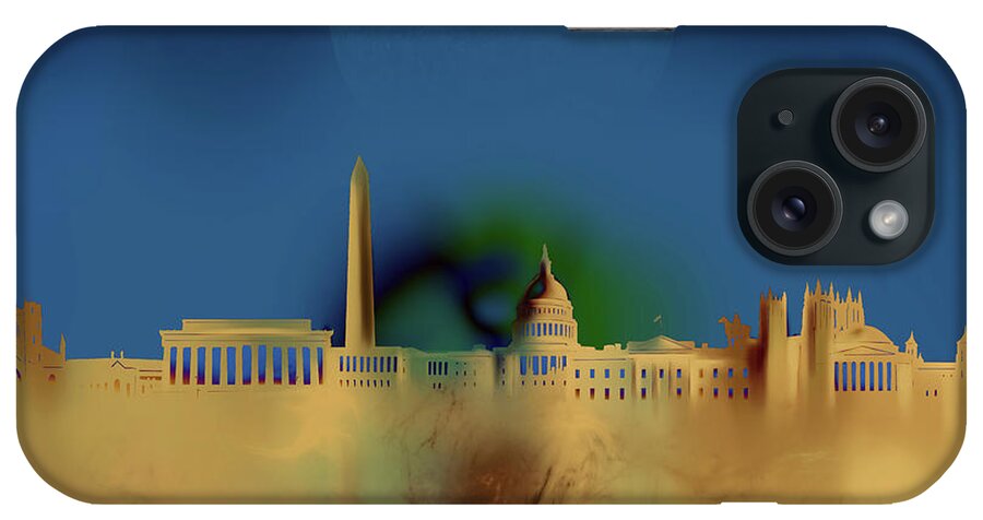 Washington Dc iPhone Case featuring the digital art Washington Dc Skyline Surrealism 3 by Bekim M