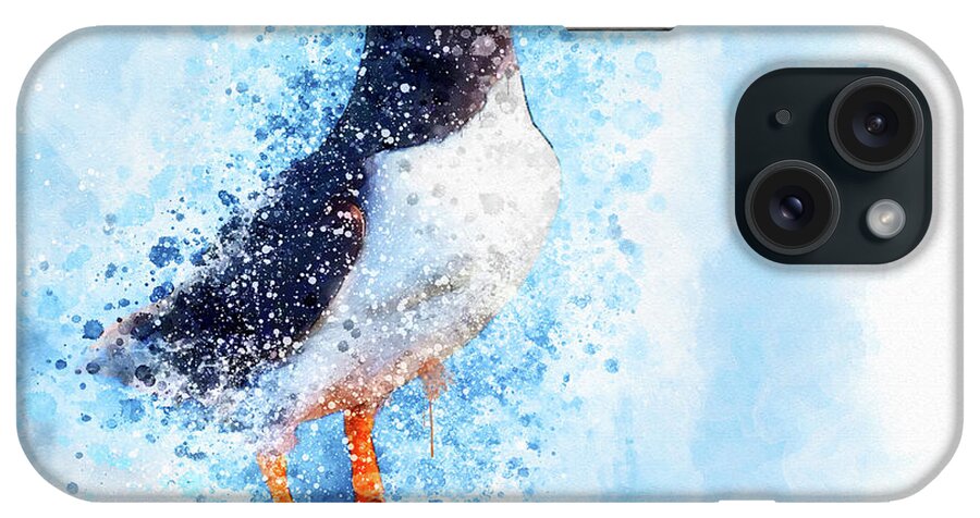Puffin iPhone Case featuring the mixed media Water Colour Puffin by Jim Hatch