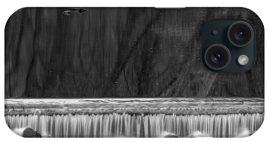 03.19.16_b Img2028 iPhone Case featuring the photograph Water Fall in Black and White by Dorin Adrian Berbier
